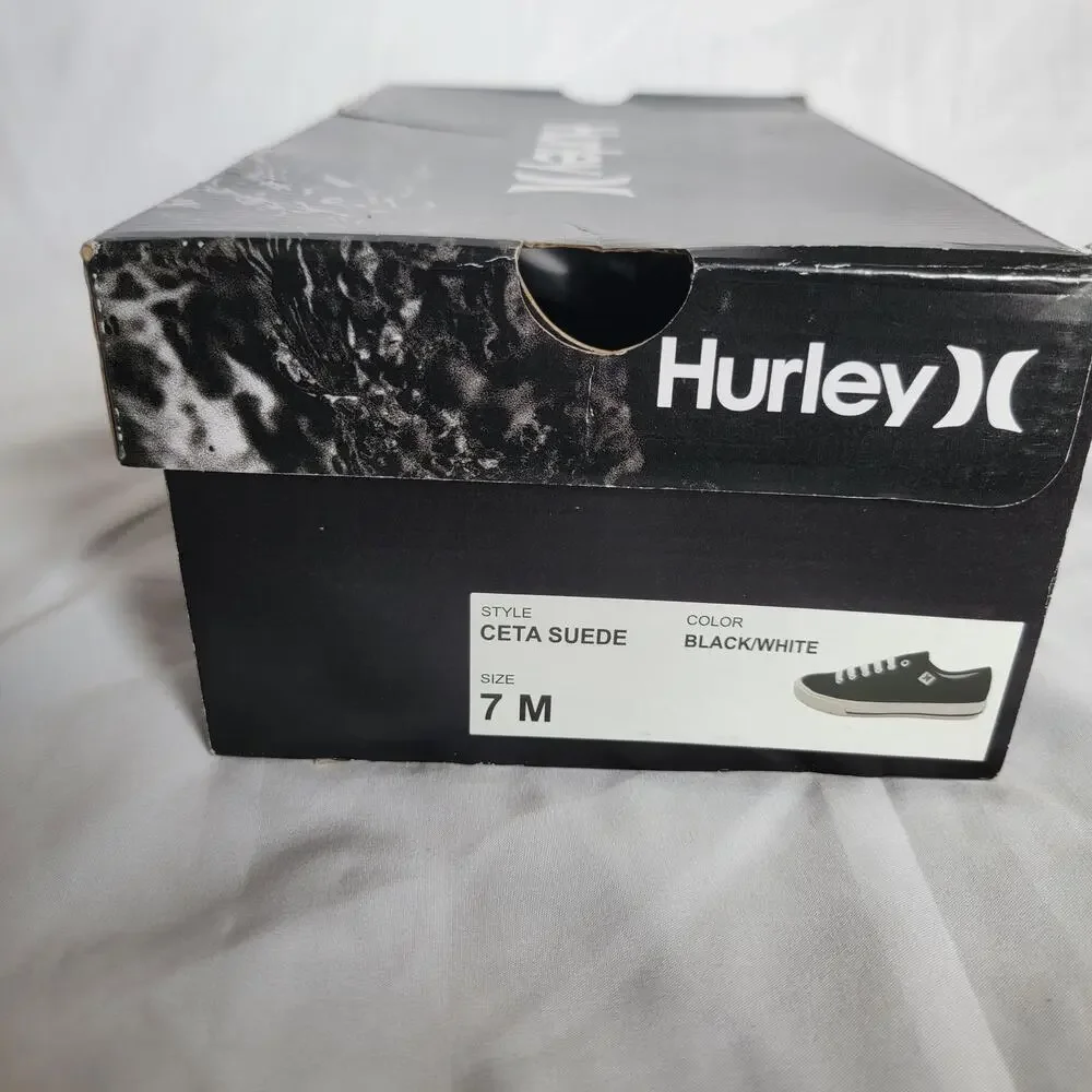 Hurley Black White Classic Low Top Ceta Suede Lace Up Lifestyle Sneakers Size 7